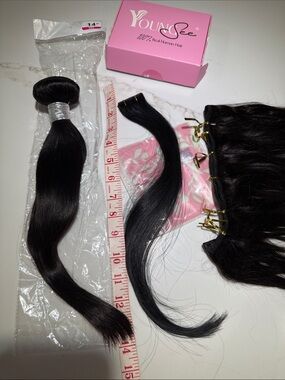 💯% HUMAN Hair, 3 Miscellaneous bundles, Black/Dark Brown